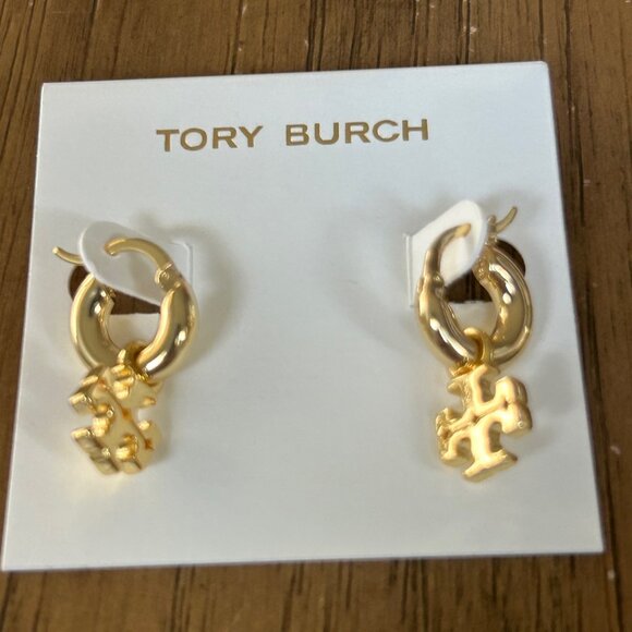 Tory Burch KIRA Huggie Hoop Charm Earrings - Picture 2 of 3